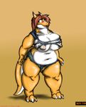  anthro areola big_breasts blak-dragon-boymk2 breasts clothing dragon female huge_breasts nipples no_pupils obese overweight solo standing torn_clothing 