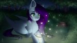  equine eyelashes fan_character female feral forest fur grass green_eyes hair hooves mammal my_little_pony night nude outside pegasus purple_hair silentwulv sky smile solo star starry_sky tree tree_stump white_fur wings 