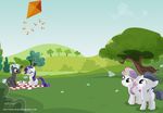  2016 blue_eyes bush cutie_mark equine female feral friendship_is_magic fur grass group hair horn landscape magic male mammal my_little_pony nature outside pegasus picnic purple_hair rarity_(mlp) rumble_(mlp) shutterflyeqd sky smile sweetie_belle_(mlp) thunderlane_(mlp) tree unicorn white_fur wings 