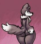  anthro asswolf big_butt butt canine digital_media_(artwork) female fur half-closed_eyes looking_at_viewer looking_back mammal multicolored_fur neck_tuft nude oriole_(artist) solo thick_thighs tuft two_tone_fur wide_hips wolf 