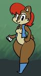  anthro boots breasts clothing featureless_breasts female footwear hair holding_object looking_at_viewer mammal mostly_nude orange_hair oriole_(artist) rodent sally_acorn small_breasts smile solo sonic_(series) squirrel thick_thighs wide_hips 