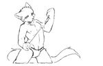  5_fingers briefs bulge cat clothing feline male mammal rope simple_background solo standing underwear 騰騰騰 