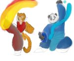  avatar:_the_last_airbender female kung_fu_panda male master_tigress pinkpunk95 po simple_background sketch 
