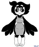  alpha_channel anthro apron avian beak black_feathers black_sclera blush breasts cheerie clothing dreemurr_reborn eyelashes feathers female hair name_tag smile solo talons thebluefox30 undertale video_games white_eyes 