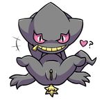  &lt;3 ? ambiguous_gender banette looking_at_viewer nintendo pink_eyes pok&eacute;mon presenting rakkuguy simple_background slit smile solo video_games white_background zipper 