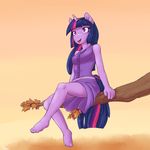  4_toes alasou anthro barefoot clothed clothing dress equine female friendship_is_magic hair horn mammal my_little_pony purple_hair purpole_eyes simple_background sitting smile toes twilight_sparkle_(mlp) unicorn white_background 