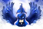  blue_hair blue_theme cloud english_text equine eyeshadow female friendship_is_magic hair horn jewelry joakaha makeup mammal moon my_little_pony necklace note princess_luna_(mlp) sparkles text winged_unicorn wings 