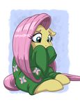 2016 blush clothing equine female fluttershy_(mlp) friendship_is_magic hair latecustomer mammal my_little_pony pink_hair shy sitting solo sweater 