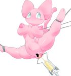  big_breasts blue_eyes bound breasts fur legendary_pok&eacute;mon looking_at_viewer mew navel nintendo pink_fur pok&eacute;mon pussy shii srpread_legs vagina_penetration video_games りーくた 