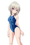  anastasia_(idolmaster) blue_eyes blue_swimsuit blush competition_swimsuit eyebrows eyebrows_visible_through_hair head_tilt highleg highleg_swimsuit idolmaster idolmaster_cinderella_girls lips looking_at_viewer one-piece_swimsuit parted_lips short_hair silver_hair simple_background solo swimsuit taka_(takahirokun) white_background 