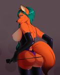 anthro areola bdsm braided_hair breasts butt canine clothing corset domination female fox fur green_eyes green_hair hair invalid_background invalid_tag leather legwear lingerie looking_at_viewer mammal nipples orange_fur panties rubber shazzi smile solo standing stockings thong underwear 