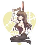  animal animal_ears brown_eyes brown_hair bunny_ears bunny_girl bunny_tail bunnysuit full_body high_heels highres iesupa leotard long_hair pantyhose rwby solo tail velvet_scarlatina wrist_cuffs 