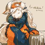  1girl arcanine breasts chinese_clothes furry large_breasts nintendo open_mouth pokemon pokemon_(creature) red_eyes sasamino solo 