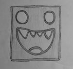  geometry_dash hi_res hindsy no_pupils not_furry robtop simple_background solo teeth tongue traditional_media_(artwork) video_games 
