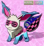  ambiguous_gender chromatic_aberration eevee eyewear feral japanese_text nintendo pok&eacute;mon solo sunglasses text unusacies vaporwave video_games 