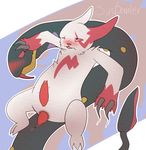  3_toes anal anal_penetration animal_genitalia anus blush clawing claws fangs looking_up male male/male nintendo open_mouth penetration penis pok&eacute;mon precum seviper shaking shivering sinbanter toes video_games zangoose 