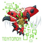  ambiguous_gender antennae arthropod claws digimon digimon_adventure feral flying green_eyes insect insect_wings insectoid monster multi_armed red_body simple_background tentomon vibrantechoes wings 