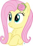  chest_tuft cute earth_pony equine feathered_wings feathers female feral flower flower_in_hair fluttershy_(mlp) friendship_is_magic fur hair horse long_hair mammal my_little_pony pink_hair plant pony rose solo tuft wide_eyed wings 