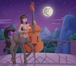  2016 absurd_res balcony black_hair bow bow_tie breasts cello centaur cutie_mark equine equine_taur female fingers friendship_is_magic hair hi_res hooves instrument looking_at_viewer mammal moon musical_instrument my_little_pony nauthleroy navel nipples octavia_(mlp) outside purple_eyes solo taur 