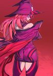  ashiomi_masato ass bare_shoulders blazblue blazblue:_central_fiction blue_eyes cape hat konoe_a_mercury pink_hair skirt solo thighhighs witch_hat 