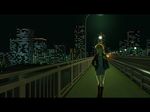  backlighting bad_id bad_pixiv_id bag blonde_hair boots bridge car city city_lights dark ground_vehicle hand_in_pocket hoshii_miki idolmaster idolmaster_(classic) lamppost letterboxed motor_vehicle night om_(carbohydratism) railing road scenery shoulder_bag skyline solo street vanishing_point 