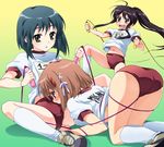  ass bdsm blush bob_cut bondage bound buruma entangled gym_uniform jump_rope kneehighs konoe_fumina multiple_girls saipaco shakugan_no_shana shana shoes sneakers socks spread_legs yoshida_kazumi 