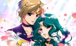  bad_id bad_pixiv_id bishoujo_senshi_sailor_moon blonde_hair blue_choker blue_eyes blue_sailor_collar bow choker earrings fukumaki_neco gloves green_hair jewelry kaiou_michiru lips magical_girl multiple_girls outer_senshi petals sailor_collar sailor_neptune sailor_senshi sailor_senshi_uniform sailor_uranus short_hair ten'ou_haruka tiara very_short_hair white_gloves yellow_bow 