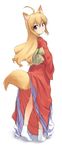  ahoge animal_ears blushing bow fox_ears fox_tail foxgirl kitsunemimi long_hair tail 