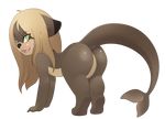  all_fours alpha_channel amazonianashe anthro blonde_hair brown_fur bubble_butt butt cub female fur green_eyes hair jenny_(ajdurai) long_hair looking_back mammal mustelid nude otter presenting presenting_hindquarters rear_view simple_background solo tailfin transparent_background young 