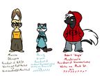  2016 anthro barefoot buckteeth clothed clothing cute_fangs disney english_text eyewear fan_character female glasses group hands_in_pockets hoodie hugh_muskroura inkyfrog lagomorph male mammal maxine_d&#039;lapin mustelid percy_vison polecat rabbit red_eyes simple_background skunk standing teal_eyes teeth text white_background zootopia 
