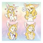  &lt;3 blonde_hair blush breasts canid canine censored clothed clothing collar covering_mouth crossed_arms female fennec fox hair looking_at_viewer mammal nude penny_fenmore shani-hyena solo surprise 
