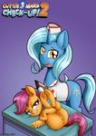  2016 anibaruthecat anus butt comic cub duo english_text equine fan_character friendship_is_magic hair half-closed_eyes hi_res hooves horn lying mammal my_little_pony on_back pegasus purple_hair pussy scootaloo_(mlp) text underhoof unicorn wings young 
