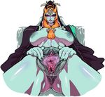  anus big_breasts blue_skin blush breasts clitoris dialogue eyeliner eyeshadow female hair huge_breasts humanoid jewelry lipstick looking_at_viewer makeup midna_(true_form) nezumi nintendo nipples not_furry orange_hair presenting pussy pussy_juice sagging_breasts simple_background solo spread_pussy spreading the_legend_of_zelda twili twilight_princess urethra video_games white_background 