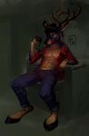  2016 abs anthro brown_fur canine cervine deer digital_media_(artwork) front_view fur hybrid invalid_tag looking_at_viewer mammal pecs poisewritik signature 