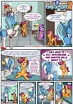  2016 anibaruthecat clothed clothing comic cub dialogue earth_pony english_text equine eyes_closed friendship_is_magic glowing group hair hi_res horn horse inside magic mammal my_little_pony pegasus pony purple_hair pussy scootaloo_(mlp) text unicorn wings young 