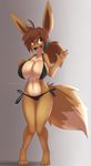  anthro big_breasts bikini breasts canine clothing female huge_breasts mammal open_mouth smile solo standing swimsuit wide_hips wouhlven xaenyth 