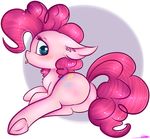  2016 ashee_cakes blue_eyes blush butt cutie_mark earth_pony equine female feral friendship_is_magic fur hair horse looking_at_viewer looking_back mammal my_little_pony pink_fur pink_hair pinkie_pie_(mlp) pony solo tongue tongue_out 