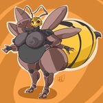  anthro areola arthropod big_breasts breasts female huge_breasts insect nipples nude obese overweight smile solo standing thick_thighs wasp whitedragon 