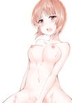  1girl blush breasts brown_hair girls_und_panzer kitajima_yuuki large_breasts navel nipples nishizumi_miho nude solo 