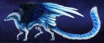  ambiguous_gender black_feathers blue_feathers blue_fur claws digital_media_(artwork) dragon feathered_dragon feathered_wings feathers feral fur furred_dragon hair isvoc purple_background simple_background solo standing white_feathers white_fur white_hair wings 