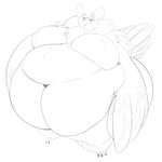  anthro avian big_breasts bird breasts clothing female huge_breasts hyper hyper_breasts monochrome mostly_nude obese overweight owl panties smile solo thick_thighs underwear whitedragon 