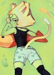  2016 anthro boxers_(clothing) butt cartoon_network cat clothing digital_media_(artwork) feline female legwear lying mammal olddelhi54 peridot_(steven_universe) presenting raised_tail simple_background sleeveless_shirt solo steven_universe thigh_highs underwear 