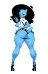  2016 anthro big_breasts blue_fur breasts butt cartoon_network cat clothed clothing digital_media_(artwork) feline female footwear fur hand_sign high_heels inputwo invalid_tag mammal nicole_watterson nipples open_shirt pose raised_skirt raised_tail shoes simple_background solo the_amazing_world_of_gumball tongue whiskers 