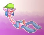  2016 blue_hair blush cooper_(trolls) dreamworks erection fur hair ladysomnambule looking_up lying male open_mouth penis simple_background smile solo teeth trolls_(film) 