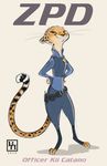  2016 anthro byron_howard cheetah clothing concept_art digitigrade disney feline female fur hands_on_hips kii_catano looking_at_viewer mammal orange_eyes police police_uniform smile smirk solo spots spotted_fur uniform zootopia 