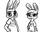  2016 anthro black_and_white buckteeth clothed clothing disney duo english_text eyewear female glasses hand_on_hip inkyfrog lagomorph looking_at_viewer male mammal monochrome rabbit simple_background teeth text white_background zootopia 