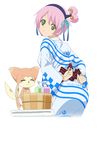  apron female green_eyes hair_ribbons headband japanese_clothes kanonno_earhart official_art pink_hair ribbons solo tales_of_(series) tales_of_link tales_of_the_world_radiant_mythology_2 transparent_background yukata 