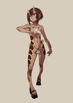  1girl cameltoe dark_skin facial_mark female full_body gujira horns jpeg_artifacts monster_girl navel original personification scales simple_background solo standing 