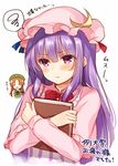  :d :t book frills hong_meiling multiple_girls nagisa3710 open_mouth patchouli_knowledge purple_eyes purple_hair red_hair smile touhou 