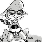  2016 anthro baton black_and_white breasts canine caprine cowgirl_position dawn_bellwether disney eyewear female fox glasses holding_object holding_weapon inkyfrog lying male male/female mammal midriff monochrome navel on_back on_top penetration sex sheep simple_background small_breasts vaginal vaginal_penetration weapon white_background zootopia 